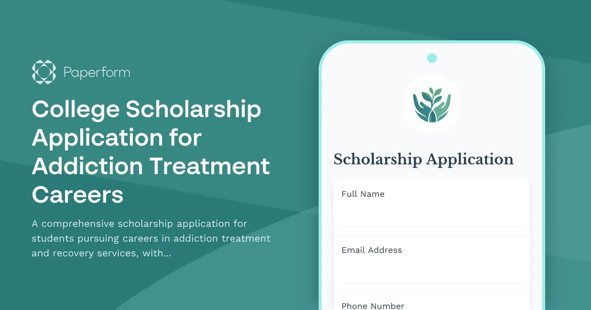 College Scholarship Application for Addiction Treatment Careers
