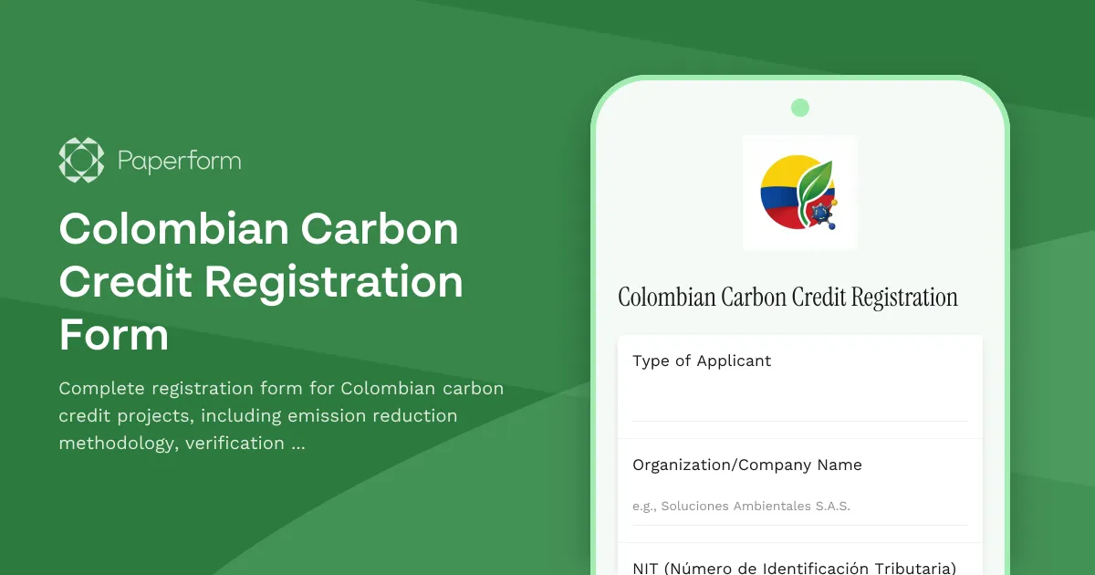 Colombian Carbon Credit Registration Form