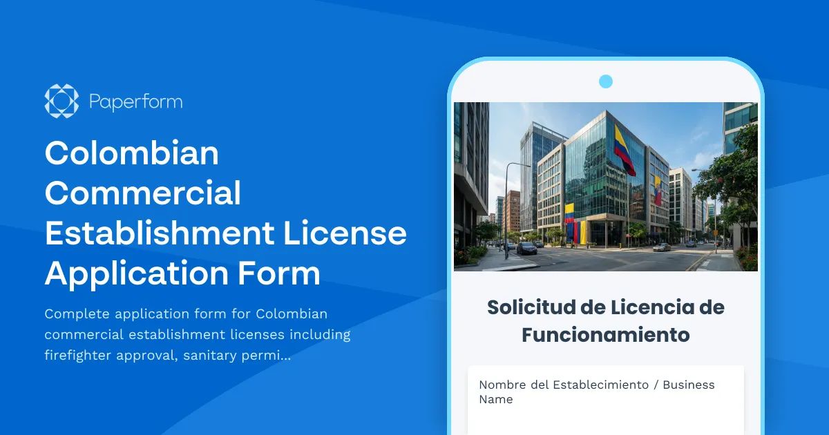 Colombian Commercial Establishment License Application Form