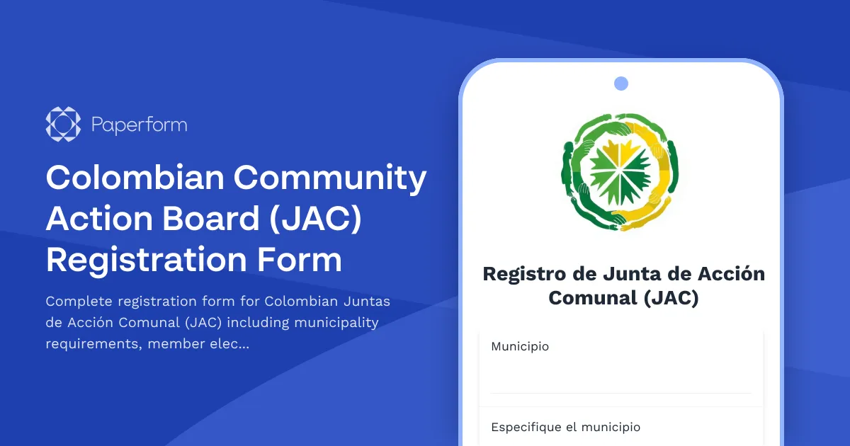 Colombian Community Action Board (JAC) Registration Form