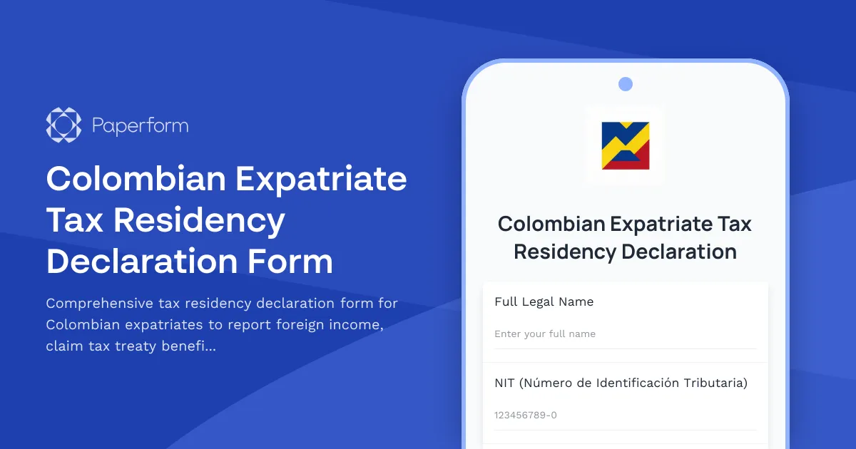 Colombian Expatriate Tax Residency Declaration Form