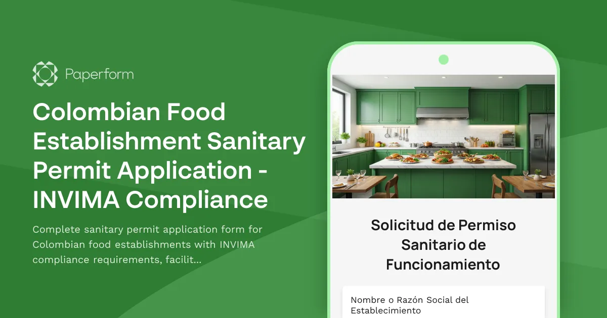 Colombian Food Establishment Sanitary Permit Application - INVIMA Compliance