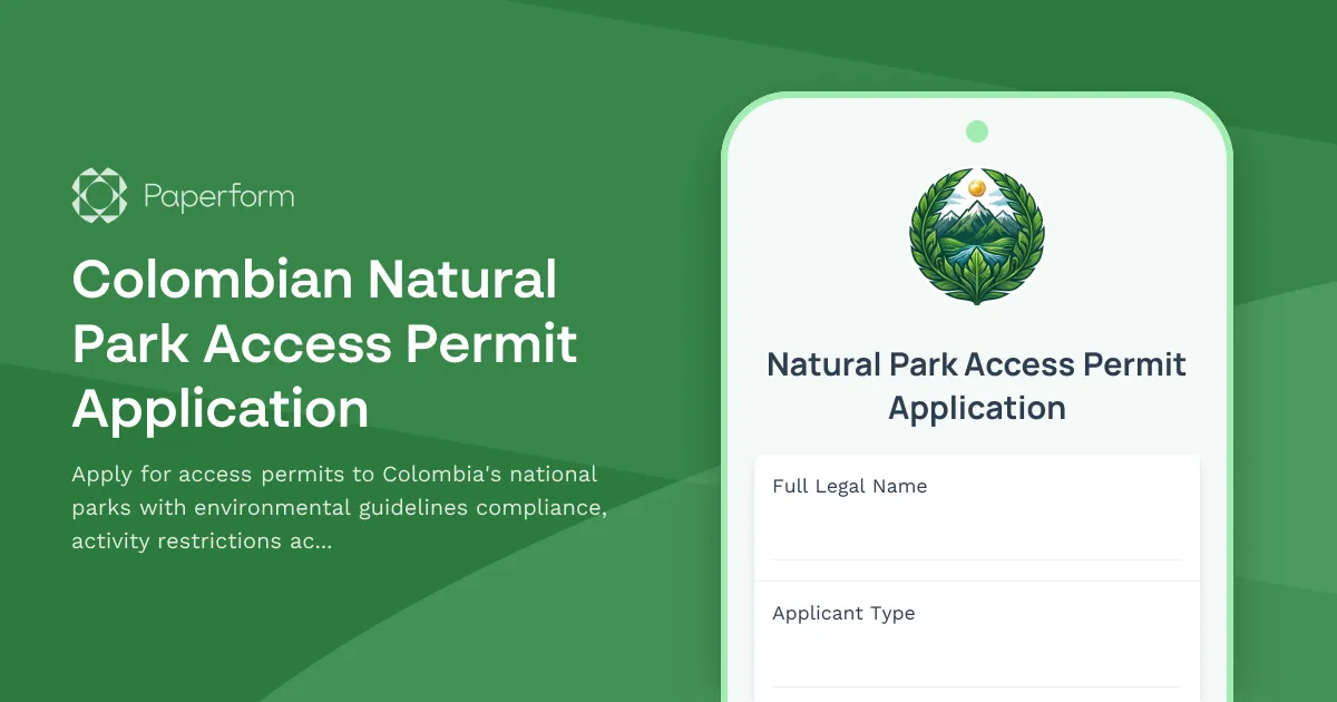 Colombian Natural Park Access Permit Application