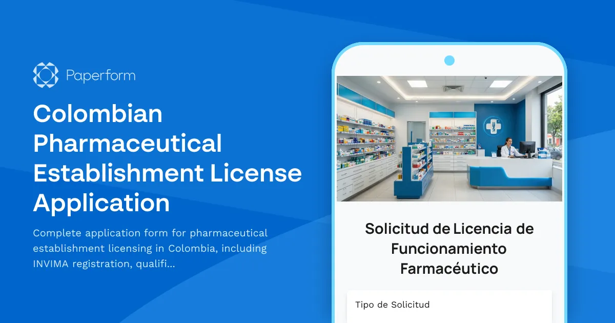 Colombian Pharmaceutical Establishment License Application