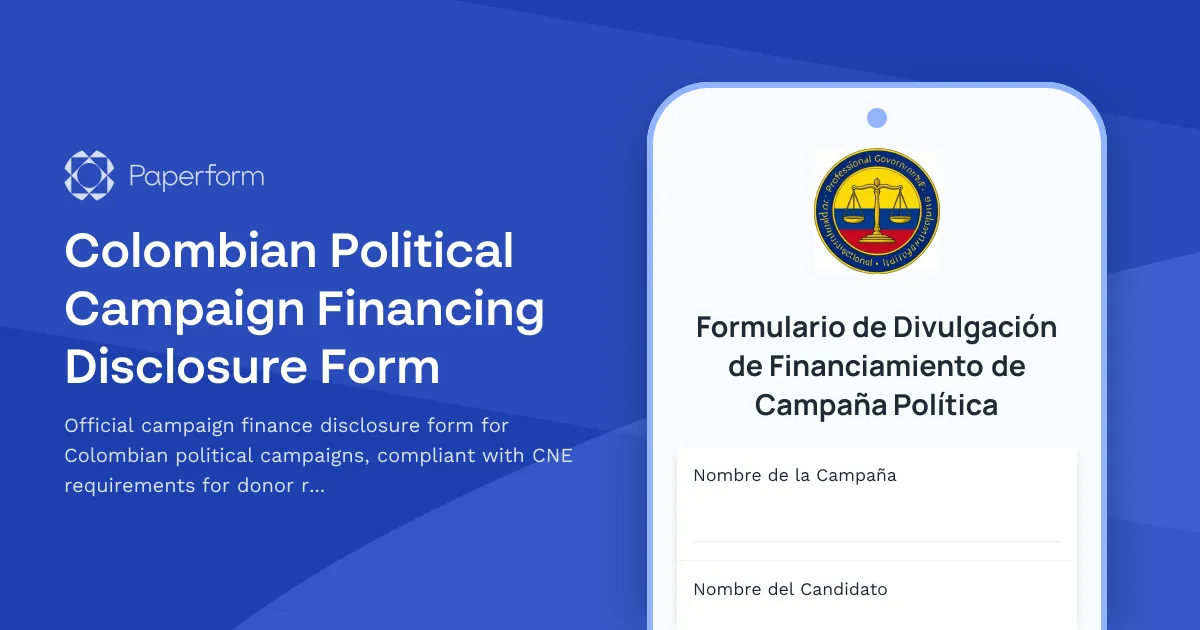 Colombian Political Campaign Financing Disclosure Form