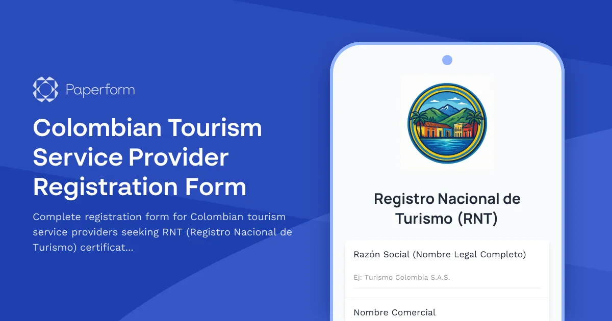 Colombian Tourism Service Provider Registration Form