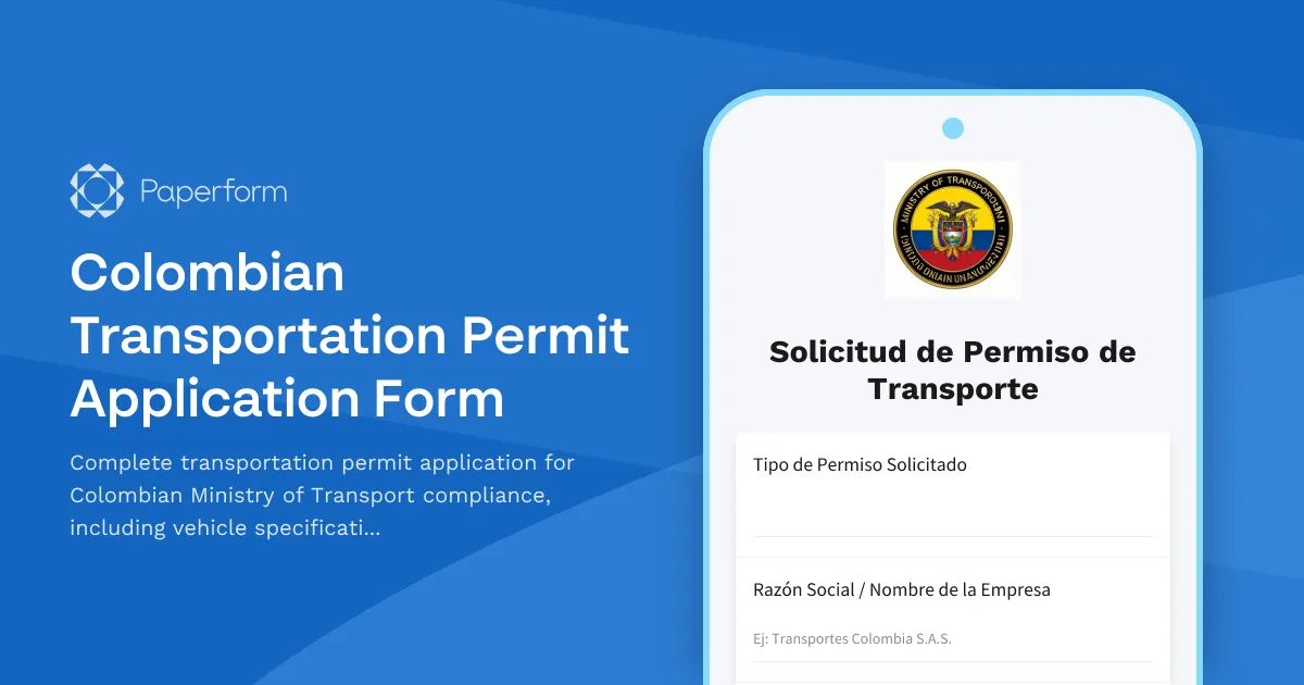Colombian Transportation Permit Application Form