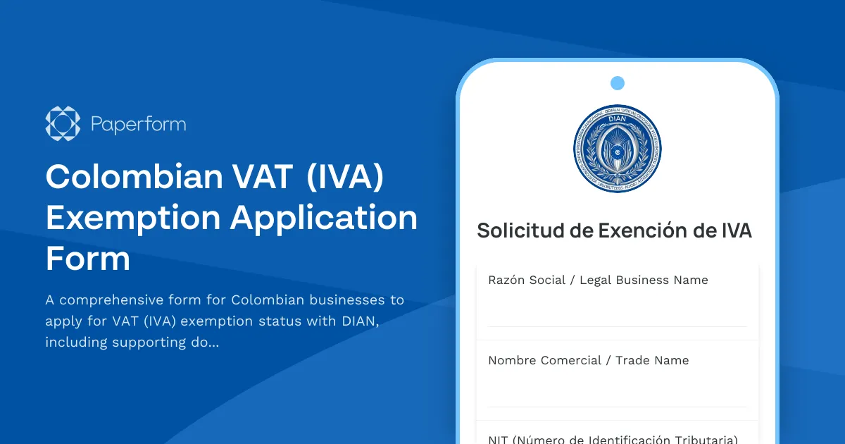 Colombian VAT (IVA) Exemption Application Form