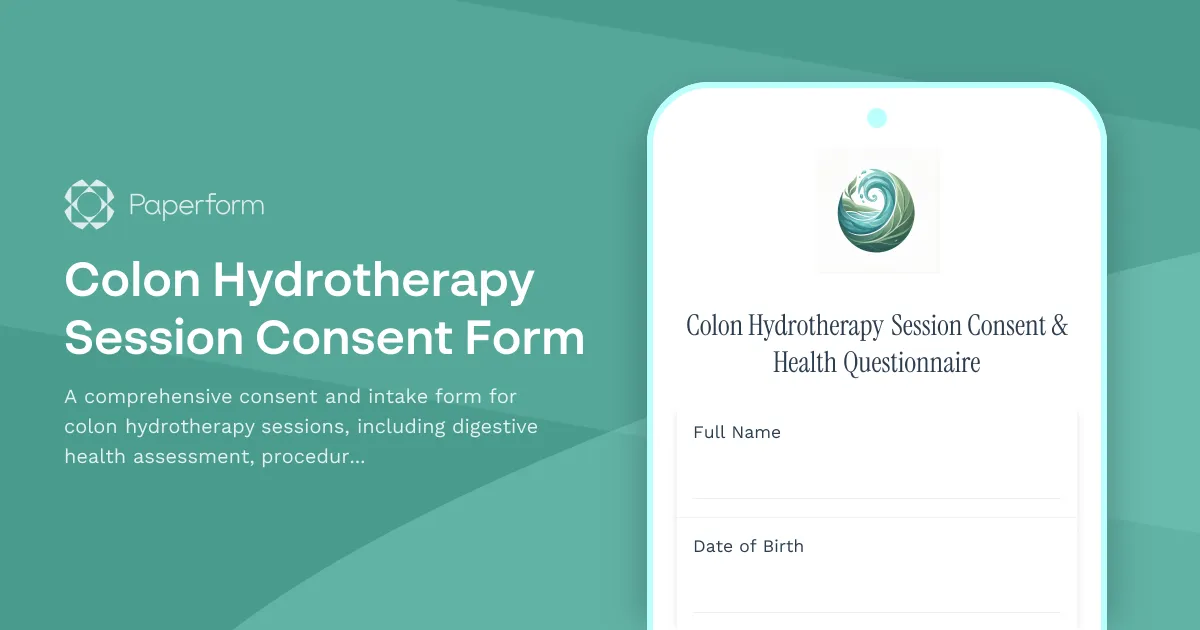 Colon Hydrotherapy Session Consent Form