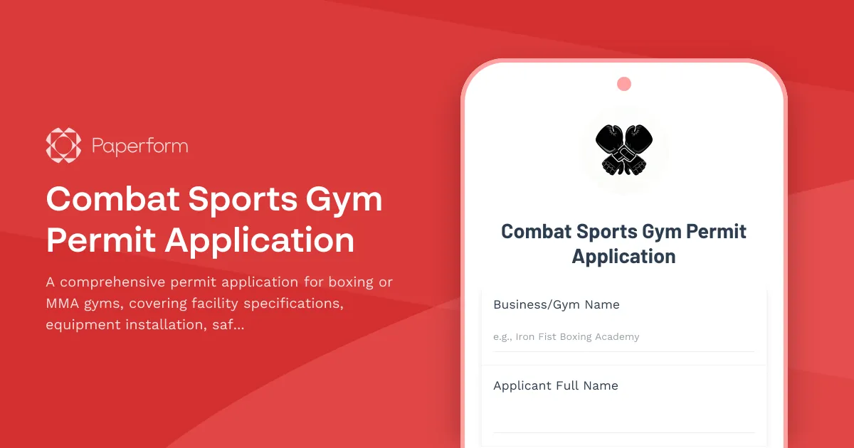 Combat Sports Gym Permit Application