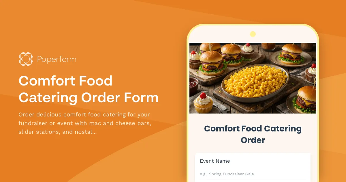Comfort Food Catering Order Form
