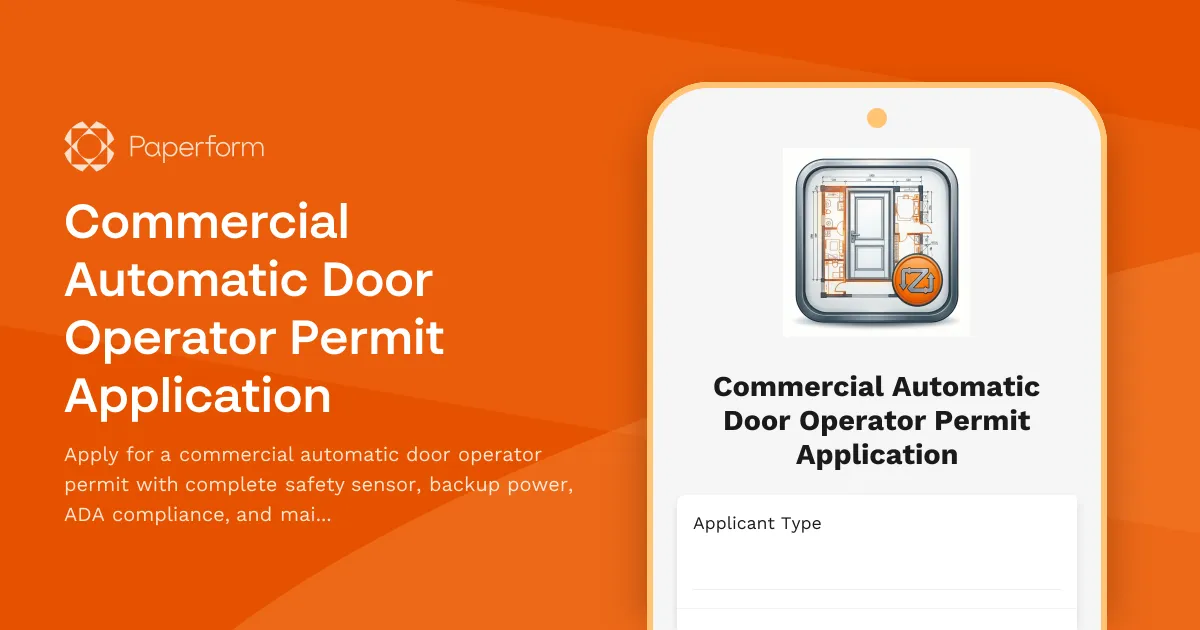 Commercial Automatic Door Operator Permit Application