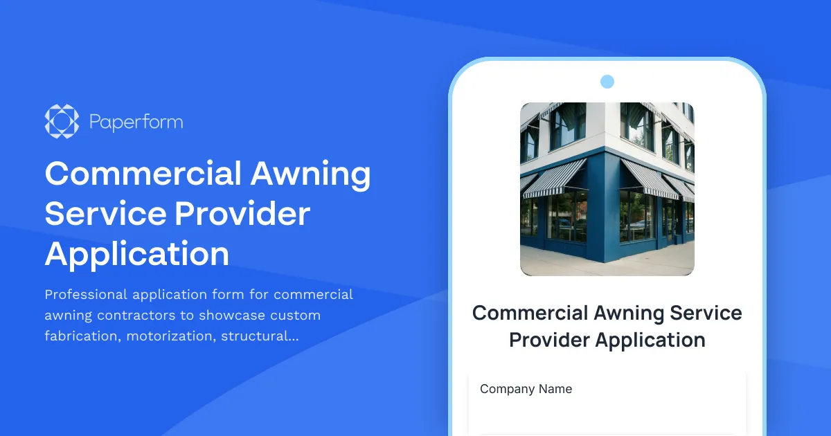 Commercial Awning Service Provider Application