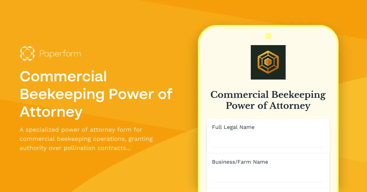 Commercial Beekeeping Power of Attorney