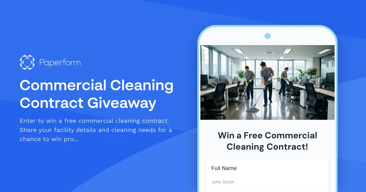 Commercial Cleaning Contract Giveaway