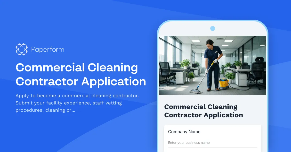 Commercial Cleaning Contractor Application
