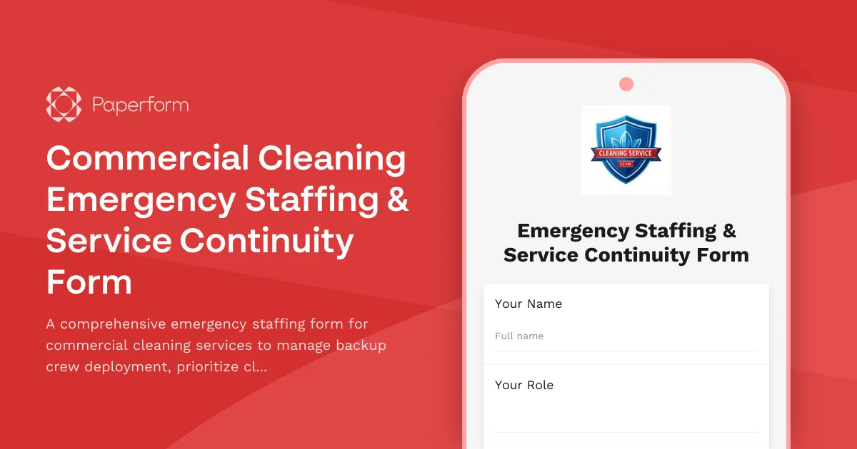 Commercial Cleaning Emergency Staffing & Service Continuity Form