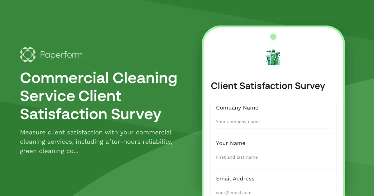 Commercial Cleaning Service Client Satisfaction Survey
