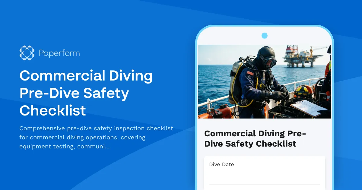Commercial Diving Pre-Dive Safety Checklist