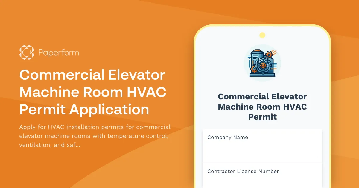 Commercial Elevator Machine Room HVAC Permit Application
