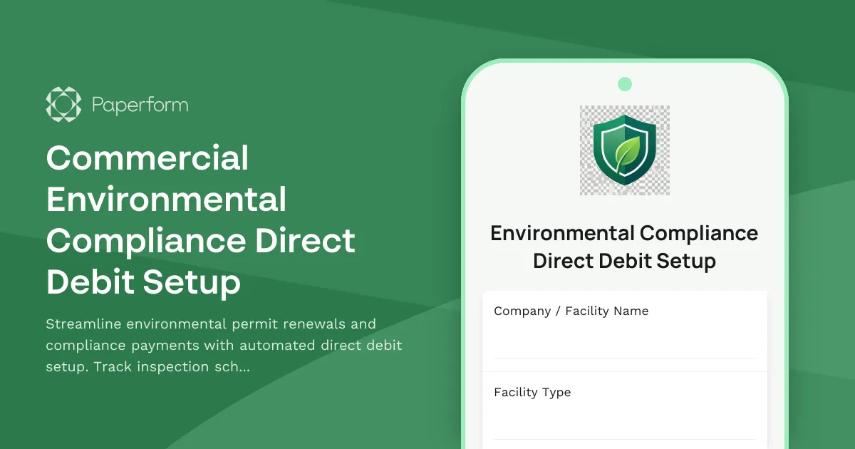 Commercial Environmental Compliance Direct Debit Setup