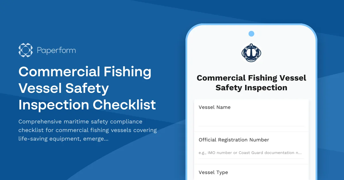 Commercial Fishing Vessel Safety Inspection Checklist