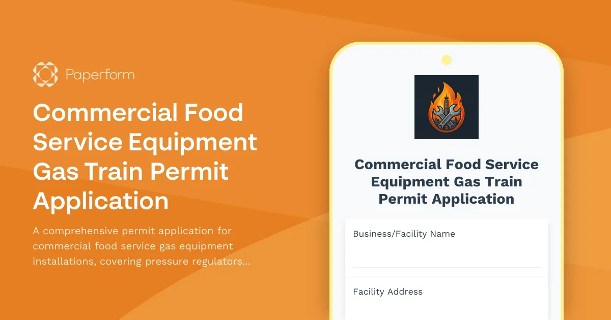 Commercial Food Service Equipment Gas Train Permit Application