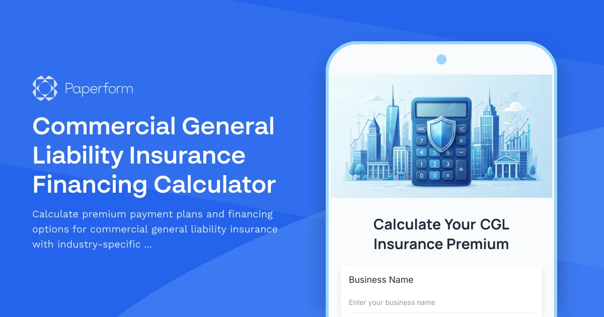 Commercial General Liability Insurance Financing Calculator
