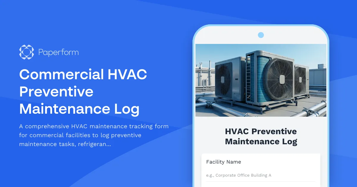 Commercial HVAC Preventive Maintenance Log