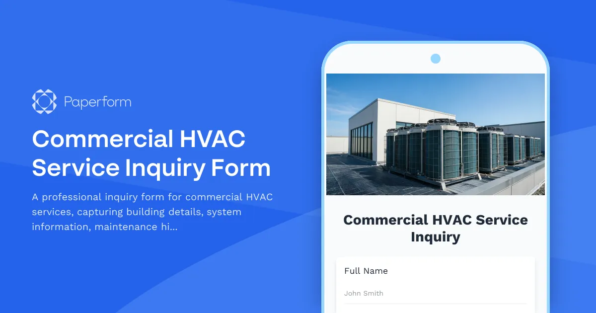 Commercial HVAC Service Inquiry Form
