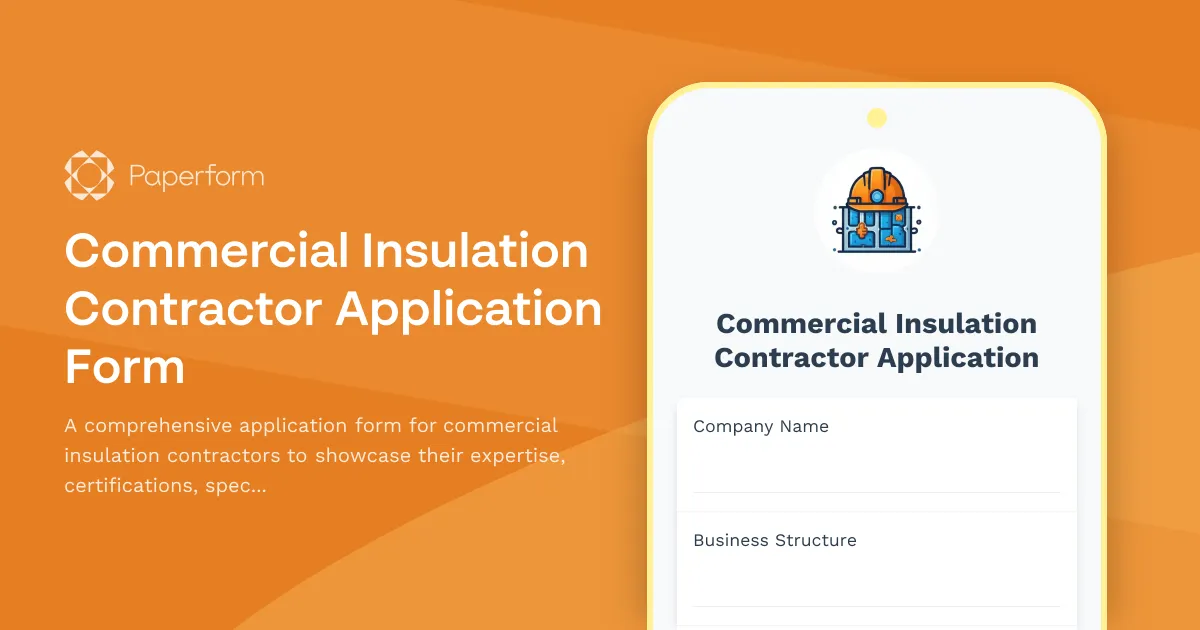 Commercial Insulation Contractor Application Form