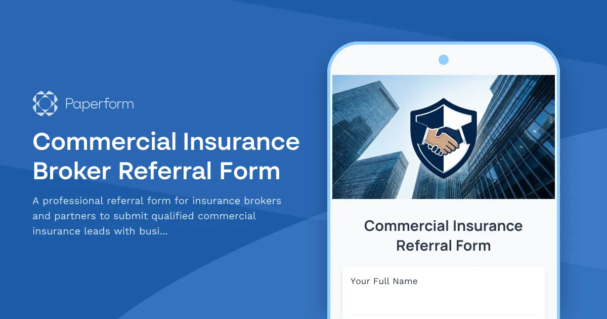 Commercial Insurance Broker Referral Form