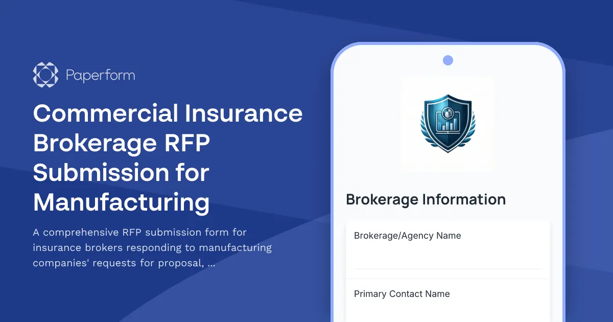 Commercial Insurance Brokerage RFP Submission for Manufacturing