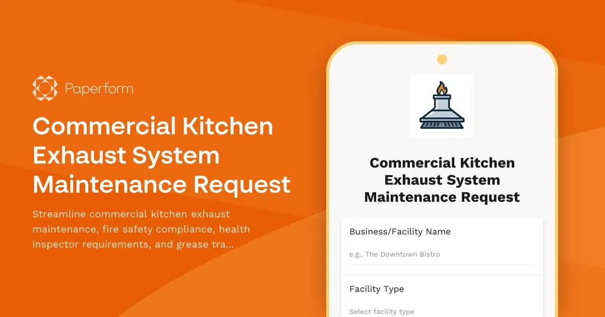 Commercial Kitchen Exhaust System Maintenance Request