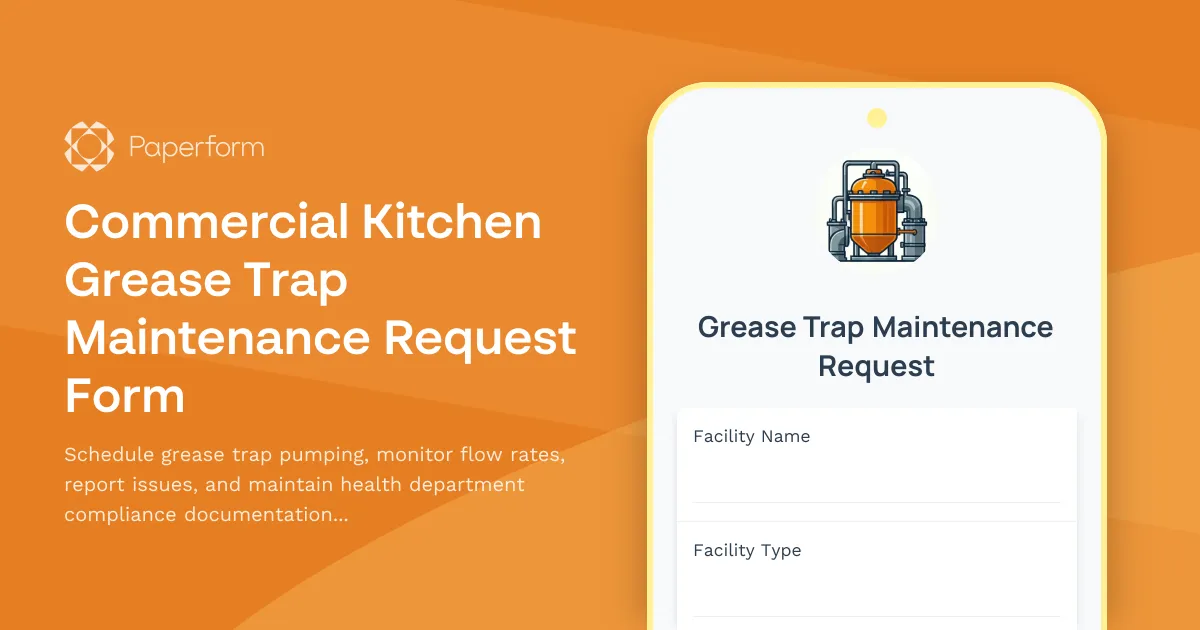 Commercial Kitchen Grease Trap Maintenance Request Form