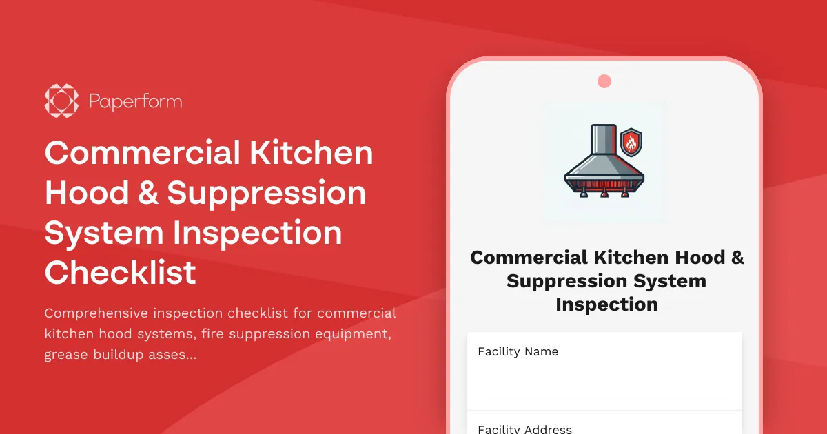 Commercial Kitchen Hood & Suppression System Inspection Checklist