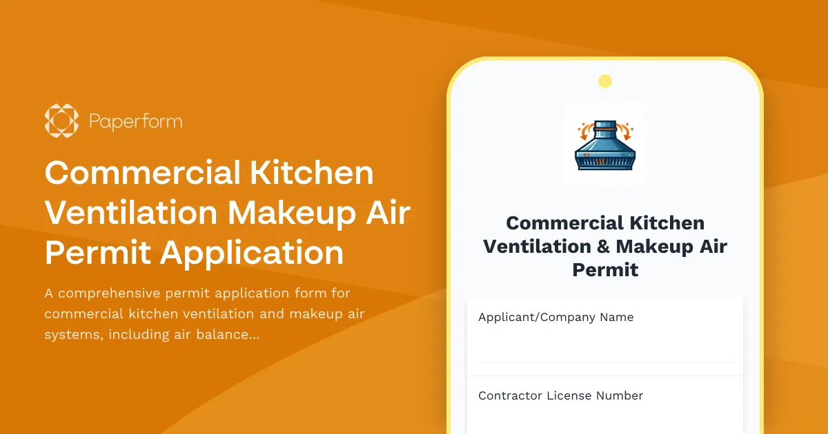 Commercial Kitchen Ventilation Makeup Air Permit Application