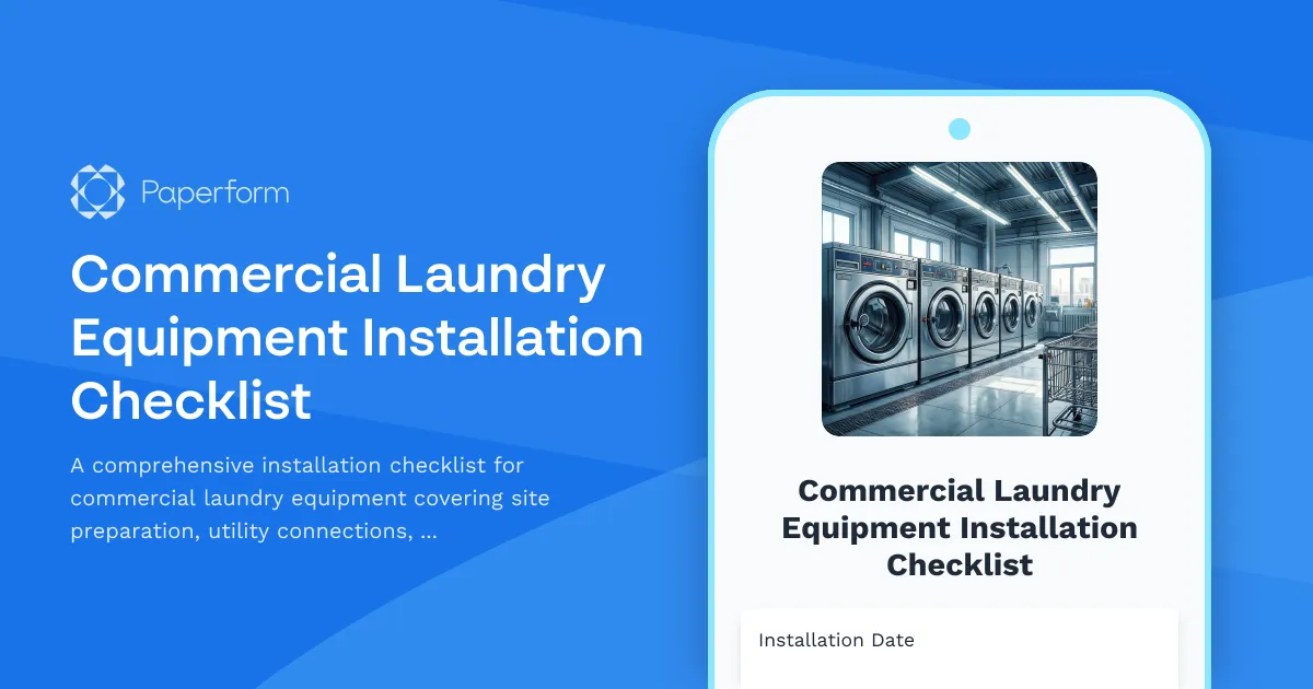 Commercial Laundry Equipment Installation Checklist