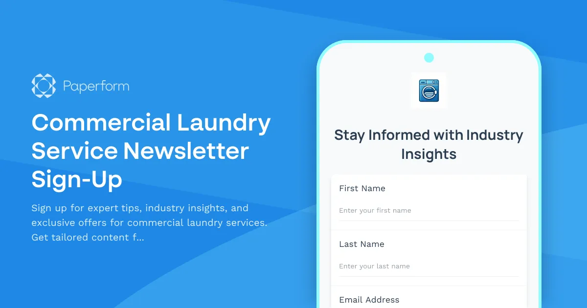 Commercial Laundry Service Newsletter Sign-Up