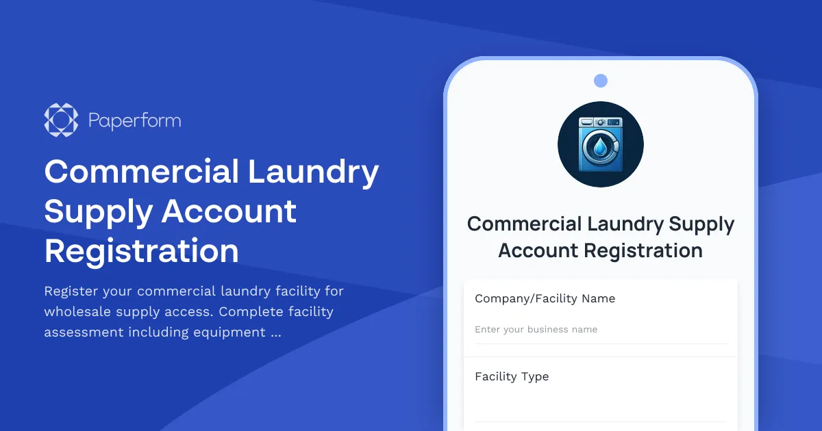 Commercial Laundry Supply Account Registration