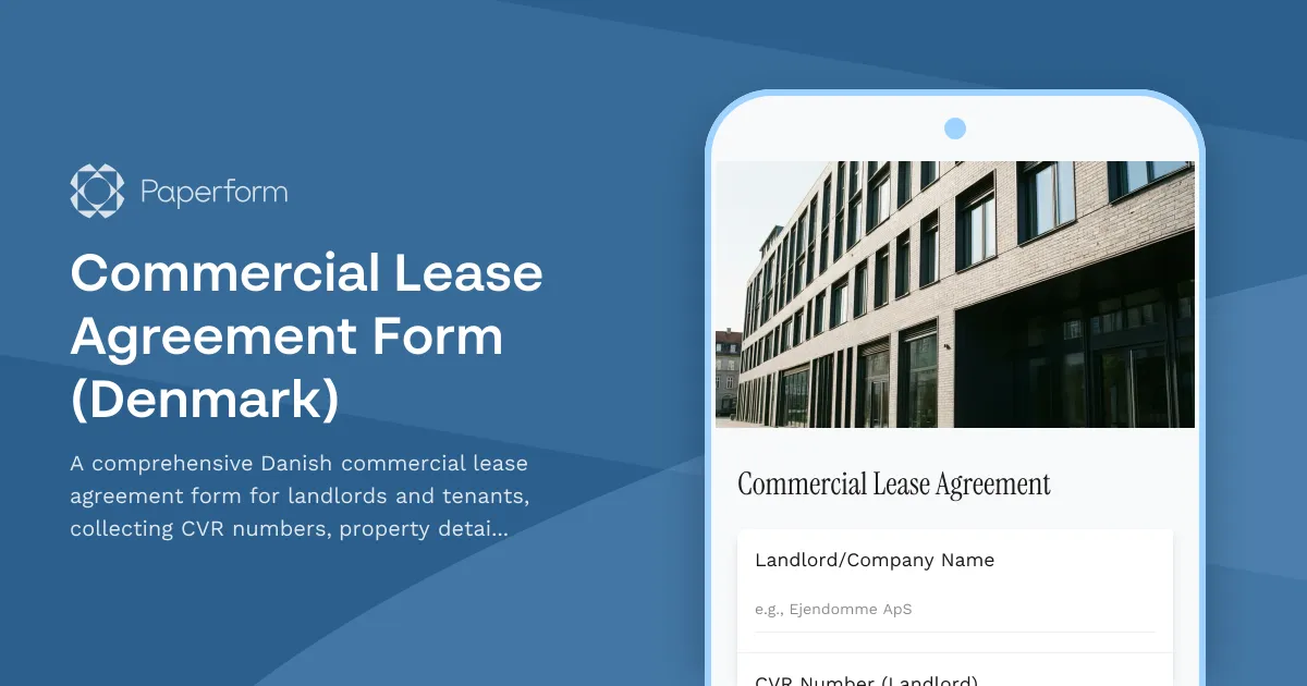 Commercial Lease Agreement Form (Denmark)