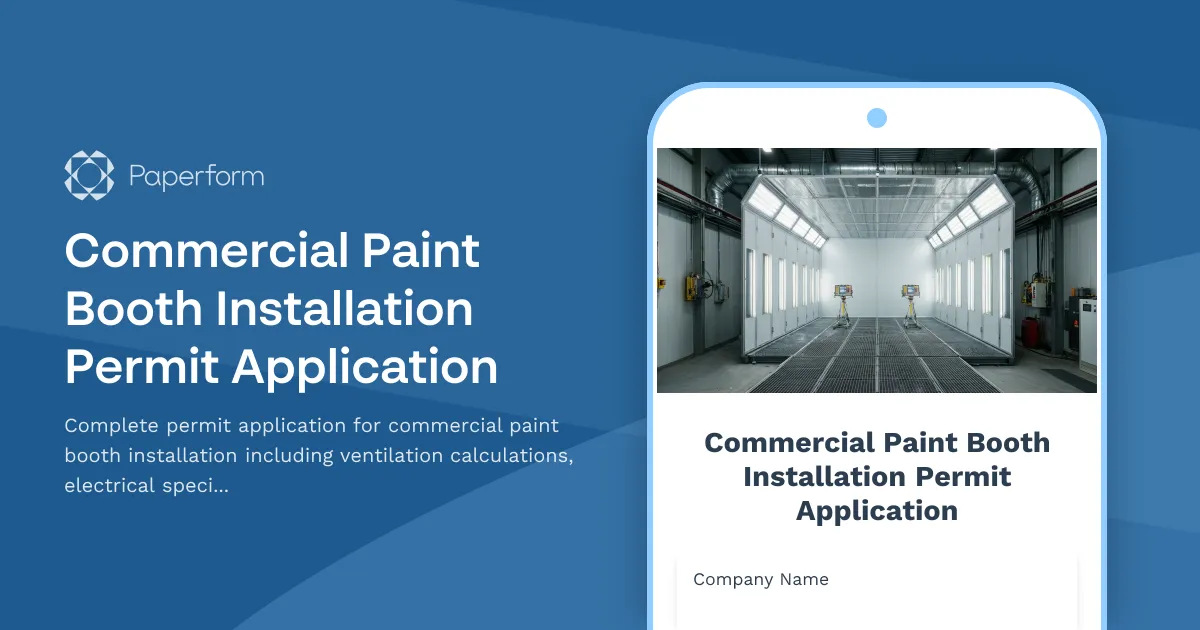 Commercial Paint Booth Installation Permit Application