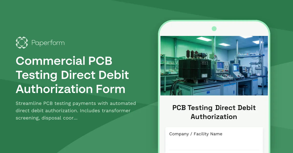 Commercial PCB Testing Direct Debit Authorization Form