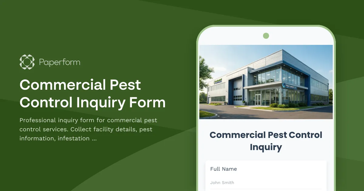 Commercial Pest Control Inquiry Form