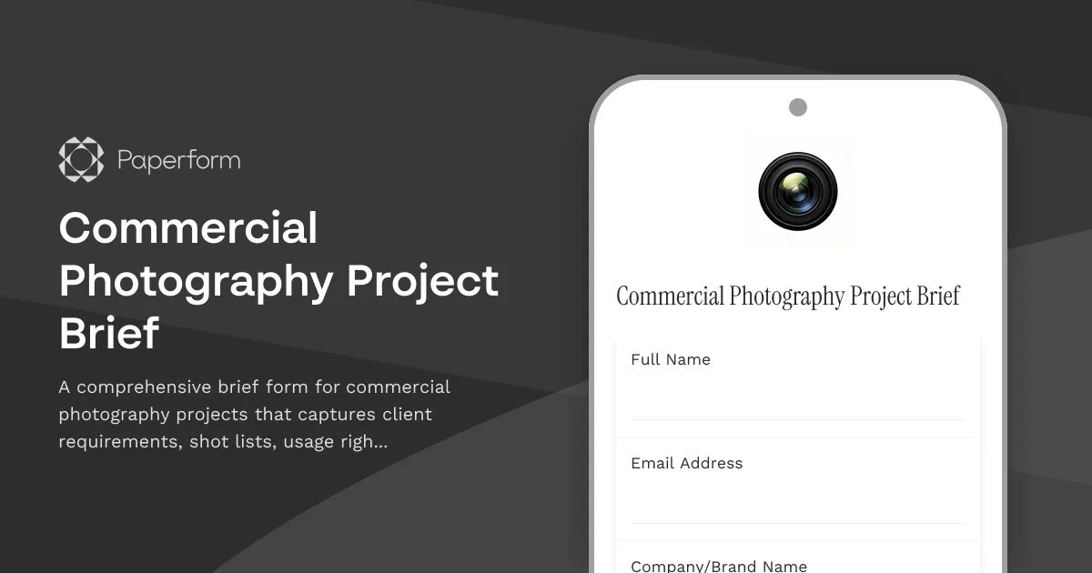 Commercial Photography Project Brief