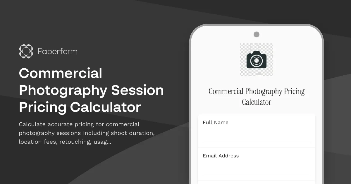 Commercial Photography Session Pricing Calculator