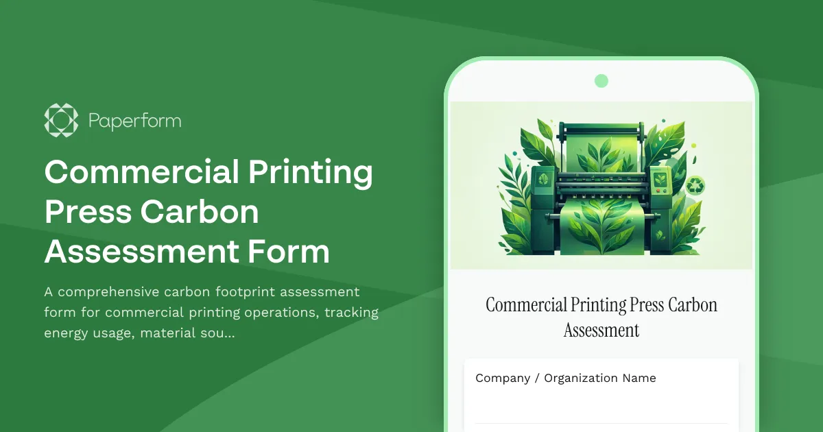 Commercial Printing Press Carbon Assessment Form