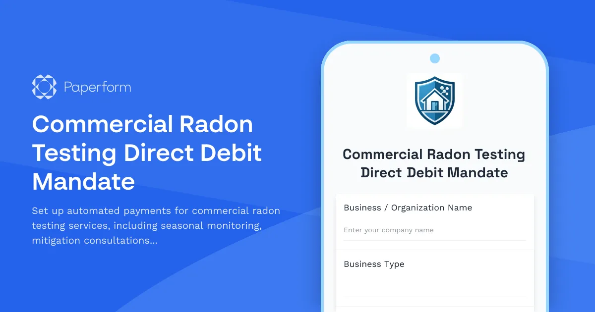 Commercial Radon Testing Direct Debit Mandate