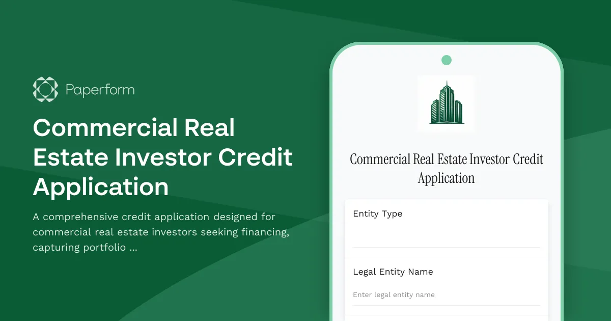 Commercial Real Estate Investor Credit Application