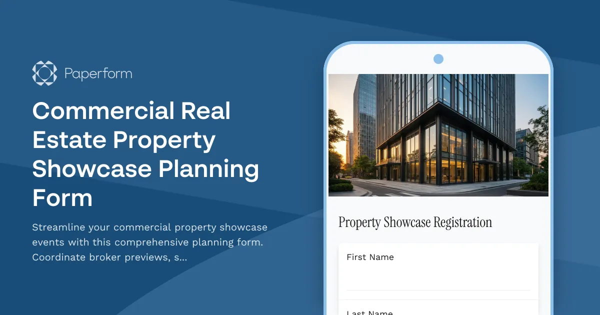 Commercial Real Estate Property Showcase Planning Form